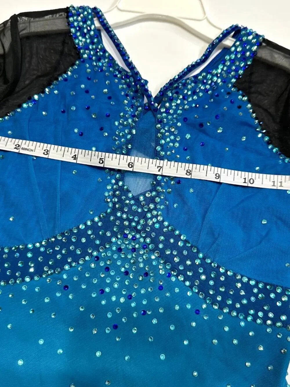 New Navy Blue Crystal Figure Skating Dress Girls 14